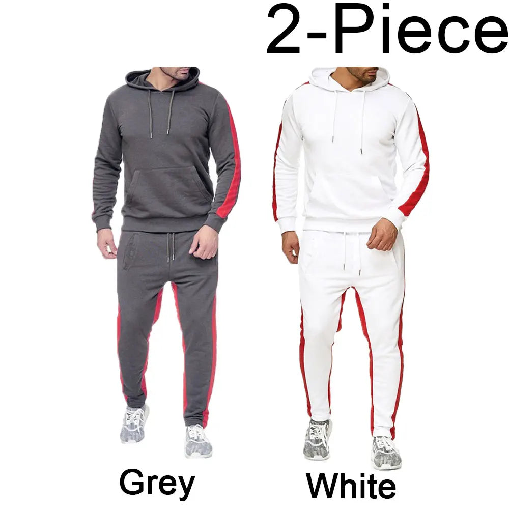 Men's 2 Piece Tracksuit Color Block Sweatsuit Stripes Casual Winter Long Sleeve Warm Moisture Wicking Breathable Sportswear Suit