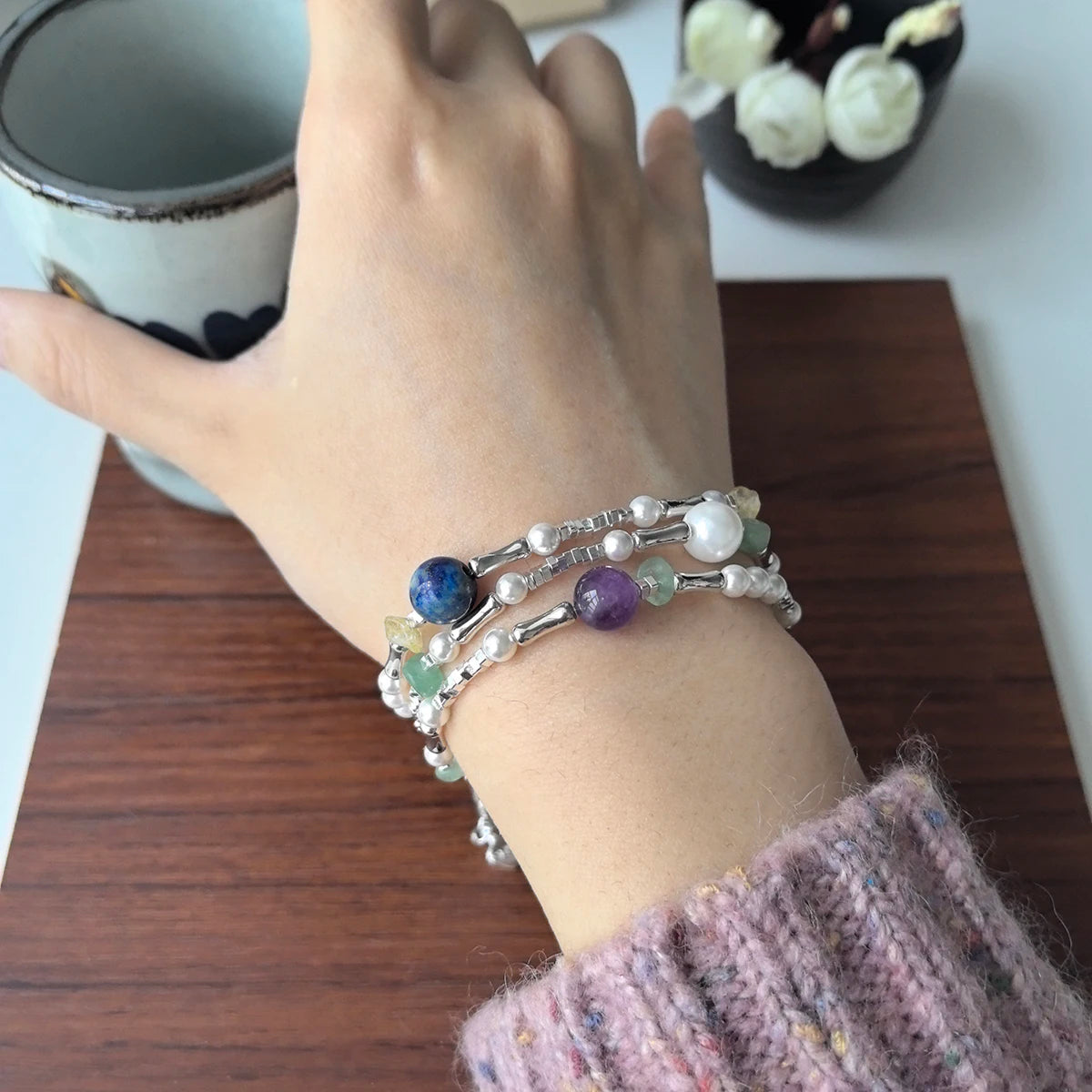 VENTFILLE 925 Sterling Silver Line Extremely fine Bracelet for Women Love Haert Bead Korean Ins Sweet Jewelry Gift Dropshipping