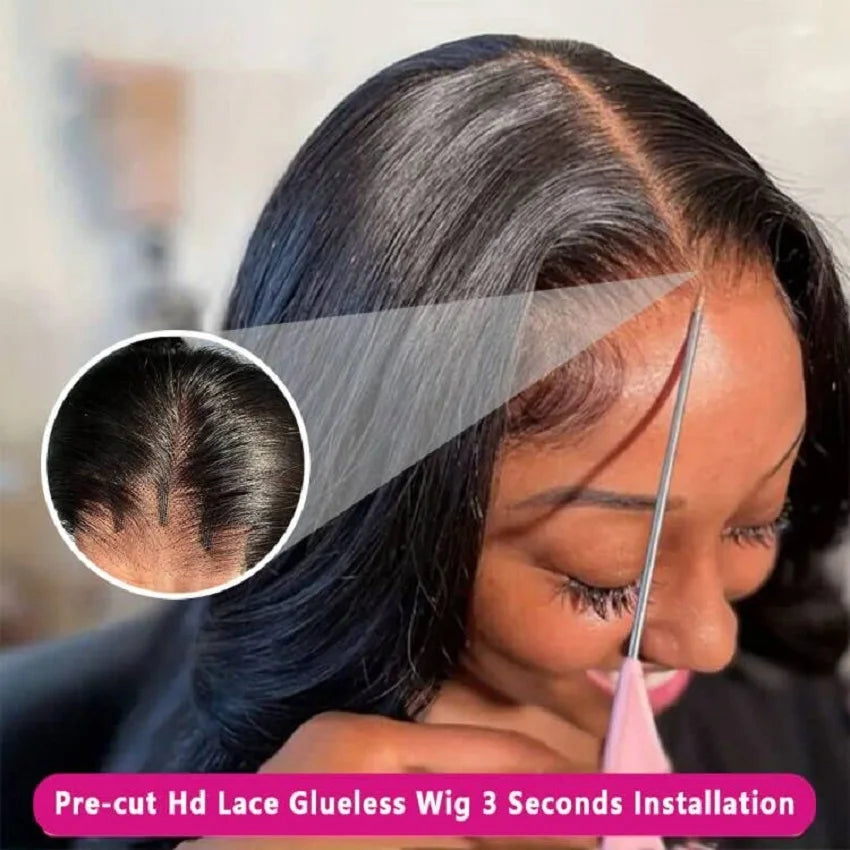 13x4 Ready to Wear and Go Lace Glueless Wigs Transparent Straight Pre Cut Lace Front Human Hair Wigs 4X4 Closure Wig Pre Plucked