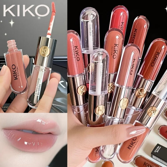 Hot Kiko Double Headed Lipstick Transparent Mirror Lip Gloss Non Fading Oil Sexy Rich Lip Gloss Milk Tea Bean Paste Naked Makeup