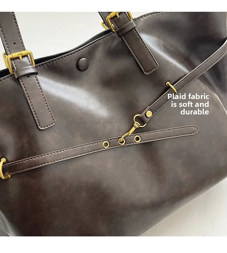 Large Capacity Winter Lady Shoulder Bag Vintage Casual Girl Tote Bags Y2K Pu Leather Female Handbags Women's Commuter Bag Purse