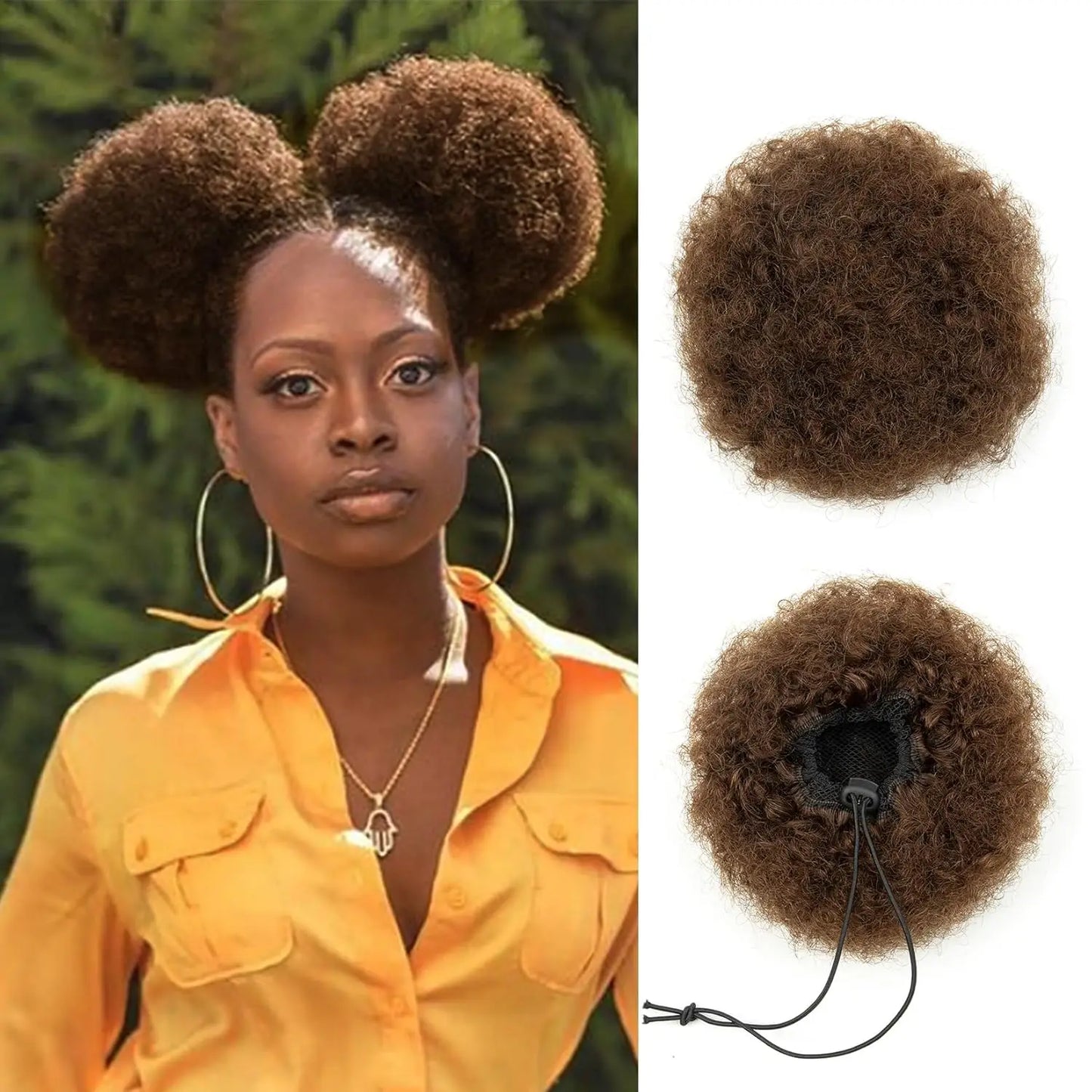 100% Human Hair Afro Kinky Puffs Drawstring Ponytail Extensions for Black Women 4# 99J 30 Kinky Curly Afro Puff Hair Accessories