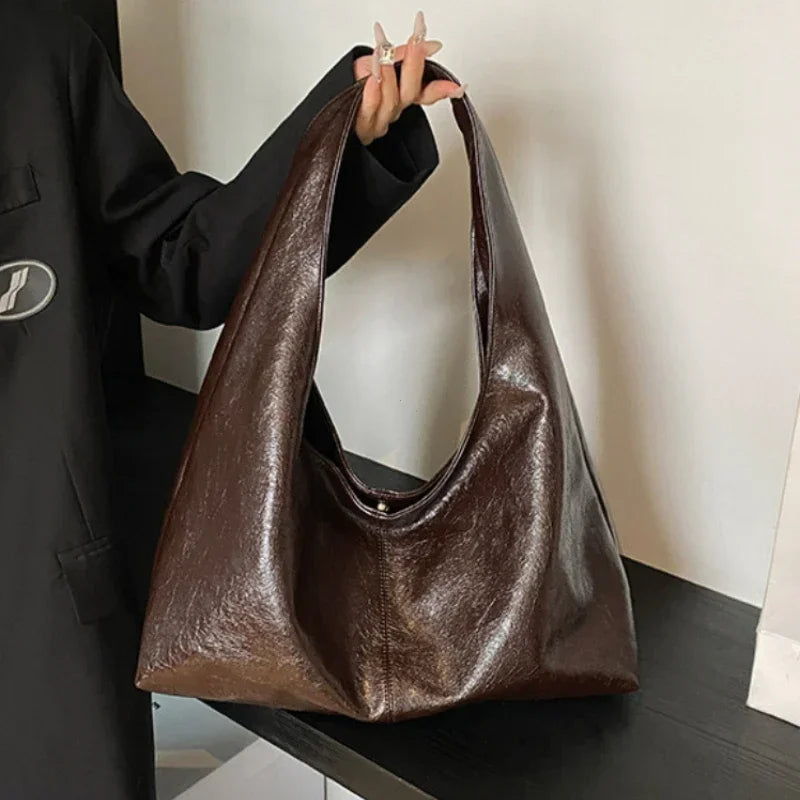 Large Capacity PU Leather Hobo Underarm Bags Autumn Winter Shoulder Bag for Women 2025 New Trend Y2K Handbags and Purses Tote