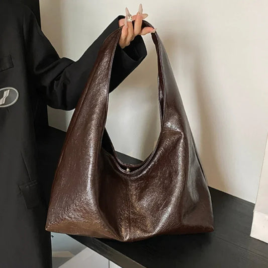 Large Capacity PU Leather Hobo Underarm Bags Autumn Winter Shoulder Bag for Women 2025 New Trend Y2K Handbags and Purses Tote