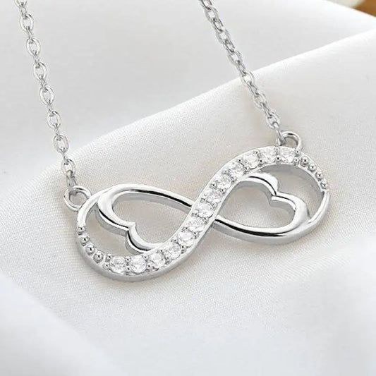 Huitan Heart Infinity Design Women Pendant Necklace Inlaid Bright CZ Aesthetic Wedding Accessories Party Elegant Female Jewelry