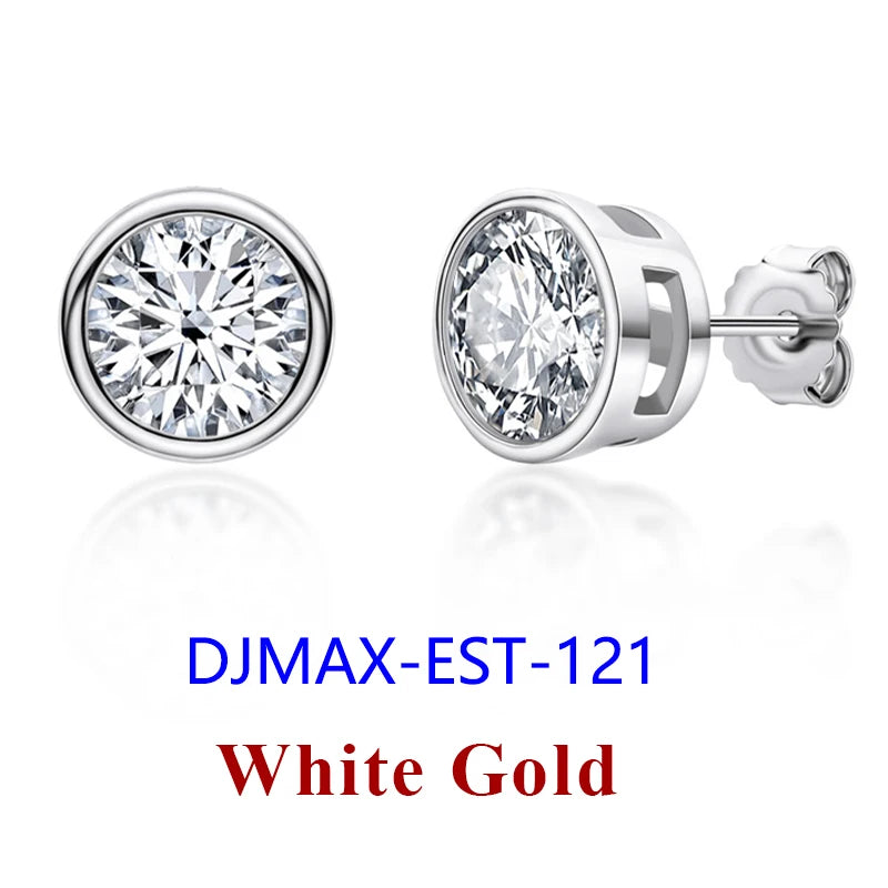 DJMAX 0.5-2ct Moissanite Diamond Stud Earrings for Women Original 925 Sterling Silver Lady's Moissanite Earring New 2025
