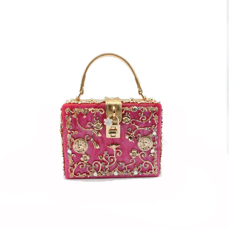 Girl Bling Sequined Women Metal Pearl White Clutch Bags Ladies Handbags With Heart Party Cocktail Evening Purse Bag Pink Handbag