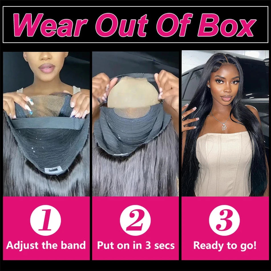 13x4 Ready to Wear and Go Lace Glueless Wigs Transparent Straight Pre Cut Lace Front Human Hair Wigs 4X4 Closure Wig Pre Plucked