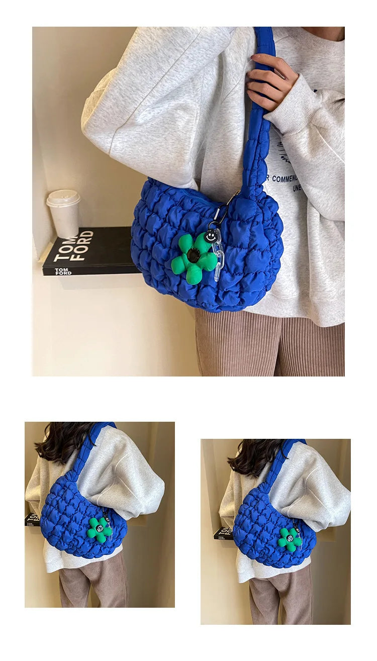 Women's Bag Korean Version Sweet Girly Style Shoulder Bag Fashion Casual Bubble Dumpling Bag Fold Cloud Bag Fashion Exquisite