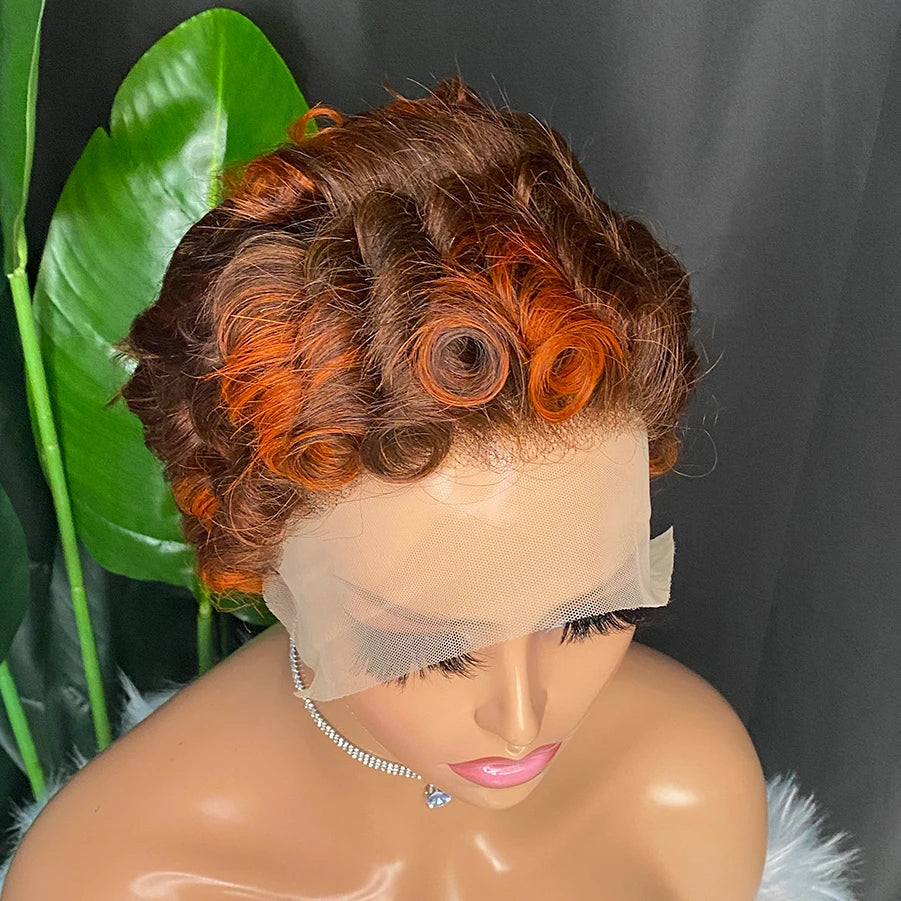 Short Pixie Cut Curly 100% Human Hair Wigs 13x4 Lace Front Wigs for  Women Natural Soft Bob Wig with Transparent Lace Wigs