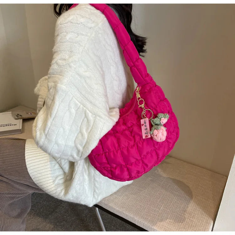 Women's Bag Korean Version Sweet Girly Style Shoulder Bag Fashion Casual Bubble Dumpling Bag Fold Cloud Bag Fashion Exquisite