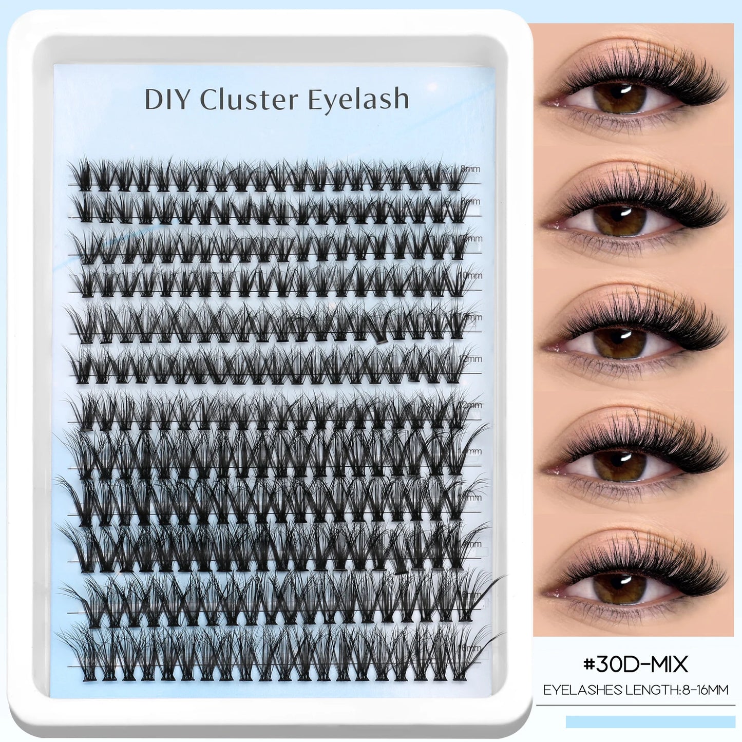 GROINNEYA Lashes Clusters Faux Mink Lashes Eyelash Extension Voluminous Fluffy Wispy Cat Eyelashes Eyelashes Clusters Makeup