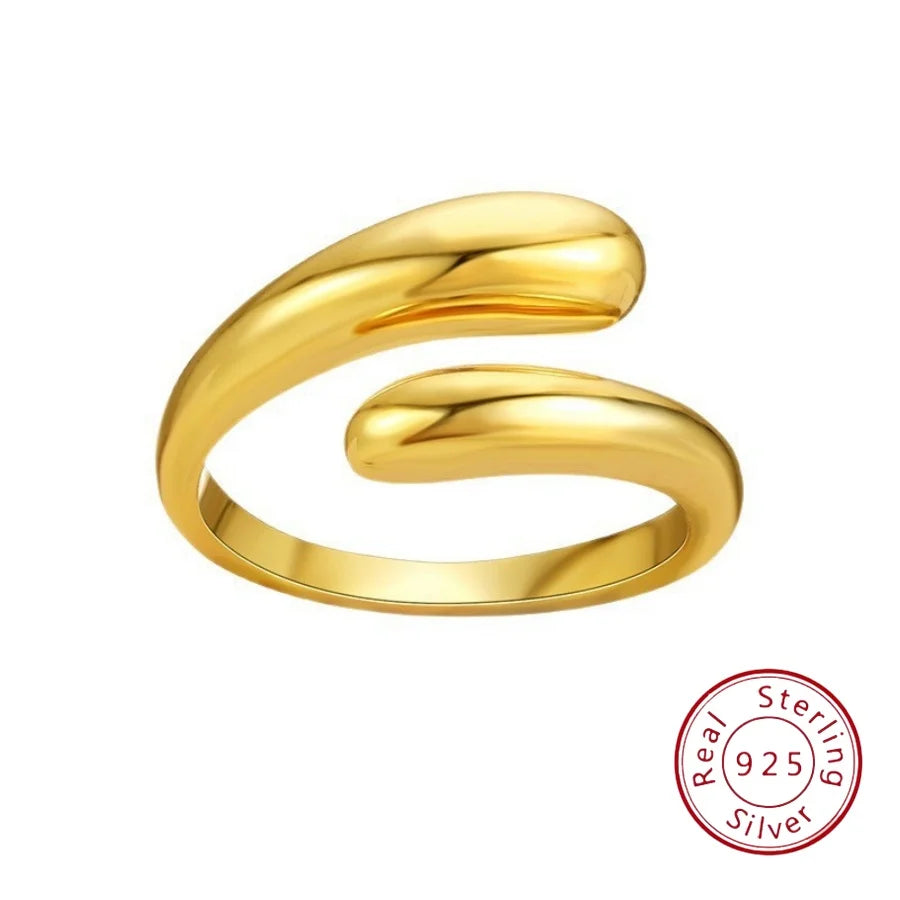 European & American Fashion S925 Sterling Silver Minimalist Openwork Geometric Ring Women's Unique Hip-Hop Open-Style Silver Jew