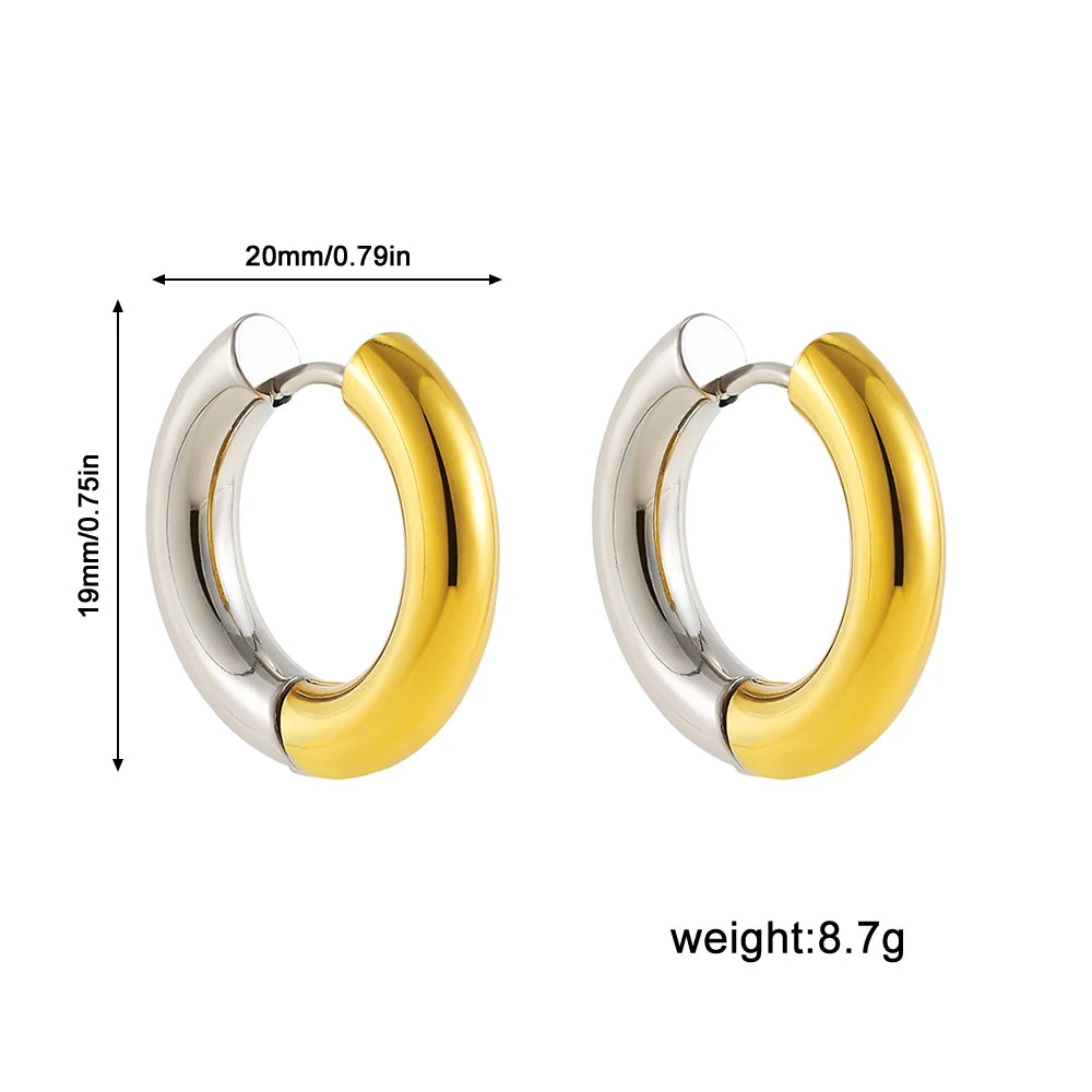 Geometric Stainless Steel Gold Sliver Color Bilayer Stud Earring for Women Irregular Metal Texture Fashion Jewelry Gift