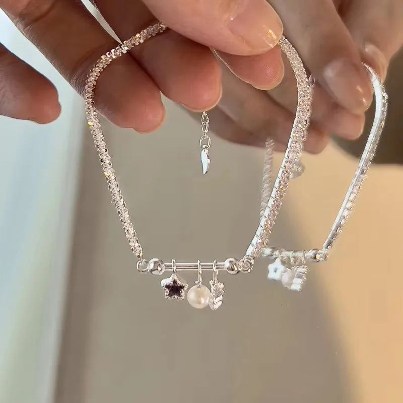 VENTFILLE 925 Sterling Silver Zircon Love Heart Bracelet For Women Bowknot Stars Bead Snake Bone Chain Jewelry Gift Dropship