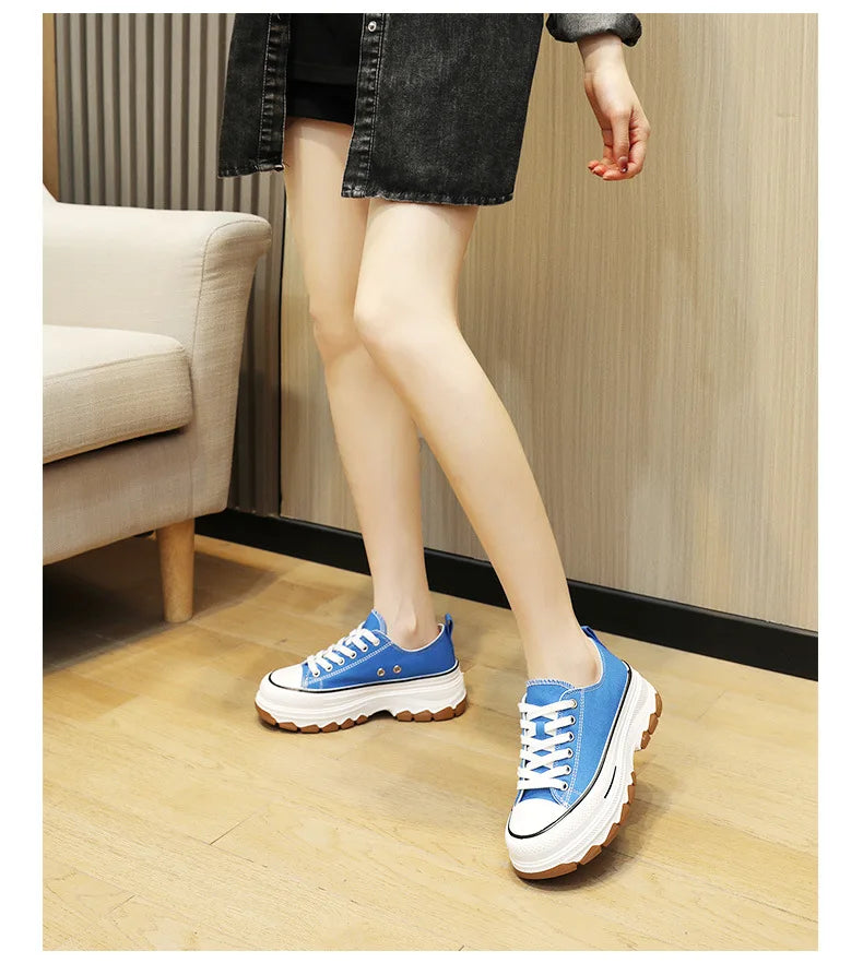 Classic Canvas Shoes Female Fashion Sneakers Women Thick Bottom Plate Shoes Heightening Casual Women's Shoes Zapatos De Mujer