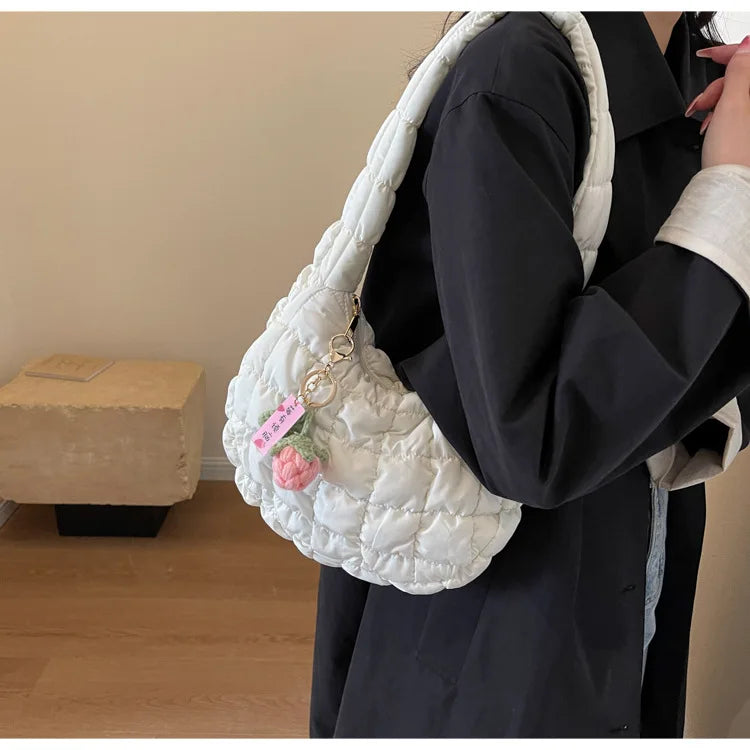 Women's Bag Korean Version Sweet Girly Style Shoulder Bag Fashion Casual Bubble Dumpling Bag Fold Cloud Bag Fashion Exquisite