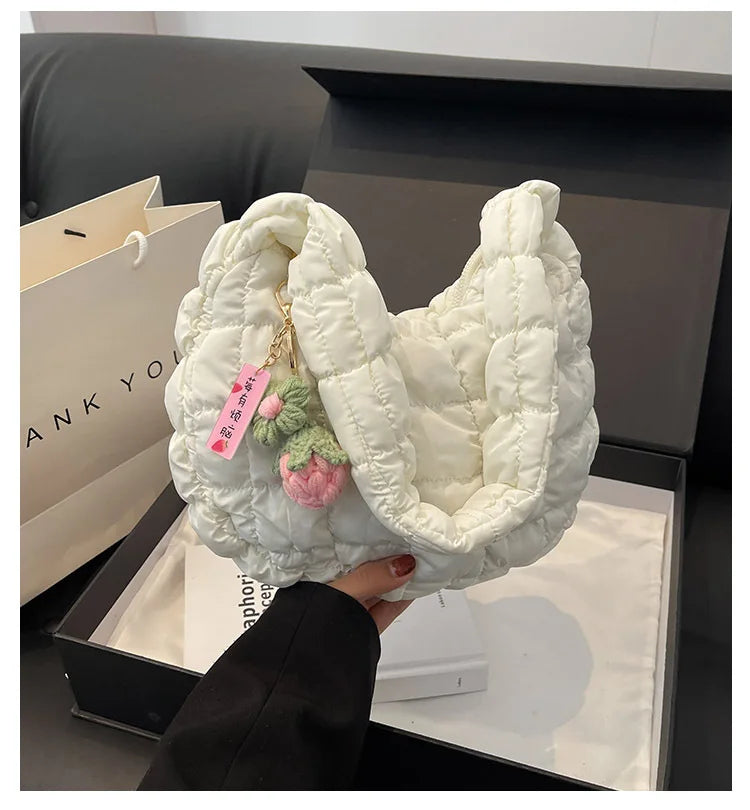 Women's Bag Korean Version Sweet Girly Style Shoulder Bag Fashion Casual Bubble Dumpling Bag Fold Cloud Bag Fashion Exquisite