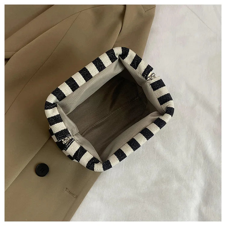 Summer Woven Crochet Purses for Women Beach Clutch Handbags 2025 Dumpling Hobo Casual Colorblock Bag Ladies Ruched Cloud Purse