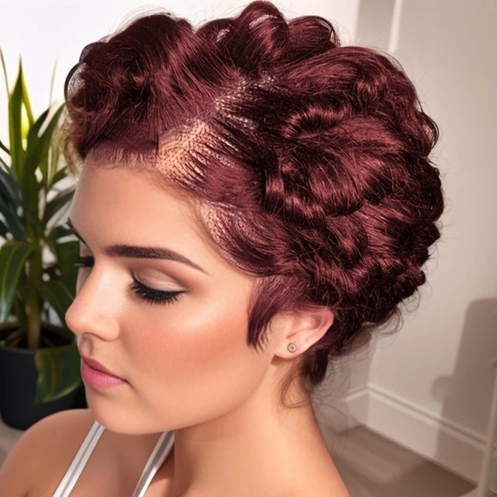 Short Pixie Cut Curly 100% Human Hair Wigs 13x4 Lace Front Wigs for  Women Natural Soft Bob Wig with Transparent Lace Wigs