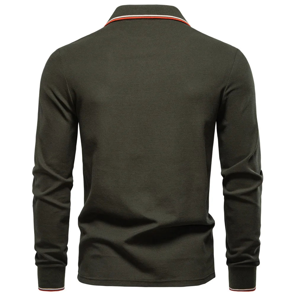 2025 New Men's Polo Shirts for Men Cotton Solid Color Long Sleeve Lapel Polo Desinger High Quality Male T-Shirt Dropshipping