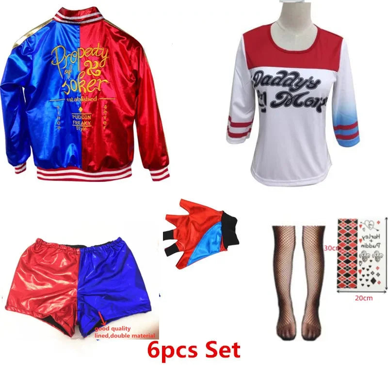 Hot Toys Suicide Harley Cosplay Squad Costumes Halloween Carnival Women Adult Jacket Pants Christmas Party Clothes