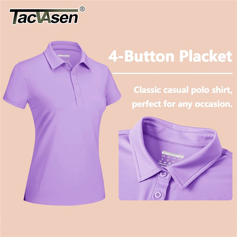 TACVASEN Summer UPF 50+ Short Sleeve Shirts Womens Sun Protection T-shirts Quick Dry 4 Buttons Tennis Workout Tee Golf Pullovers