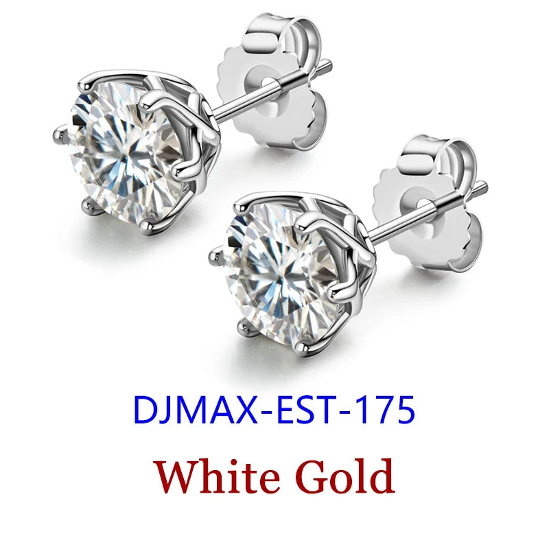 DJMAX 0.5-2ct Moissanite Diamond Stud Earrings for Women Original 925 Sterling Silver Lady's Moissanite Earring New 2025