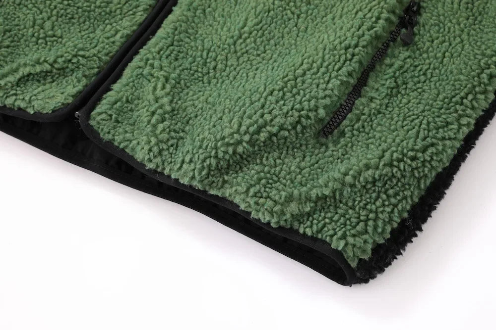 Vintage American Style Double-Sided Wearable Black Eight Ball Flocking Woolen Jacket Zipper For Men And Women Casual Use