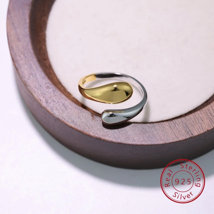 European & American Fashion S925 Sterling Silver Minimalist Openwork Geometric Ring Women's Unique Hip-Hop Open-Style Silver Jew