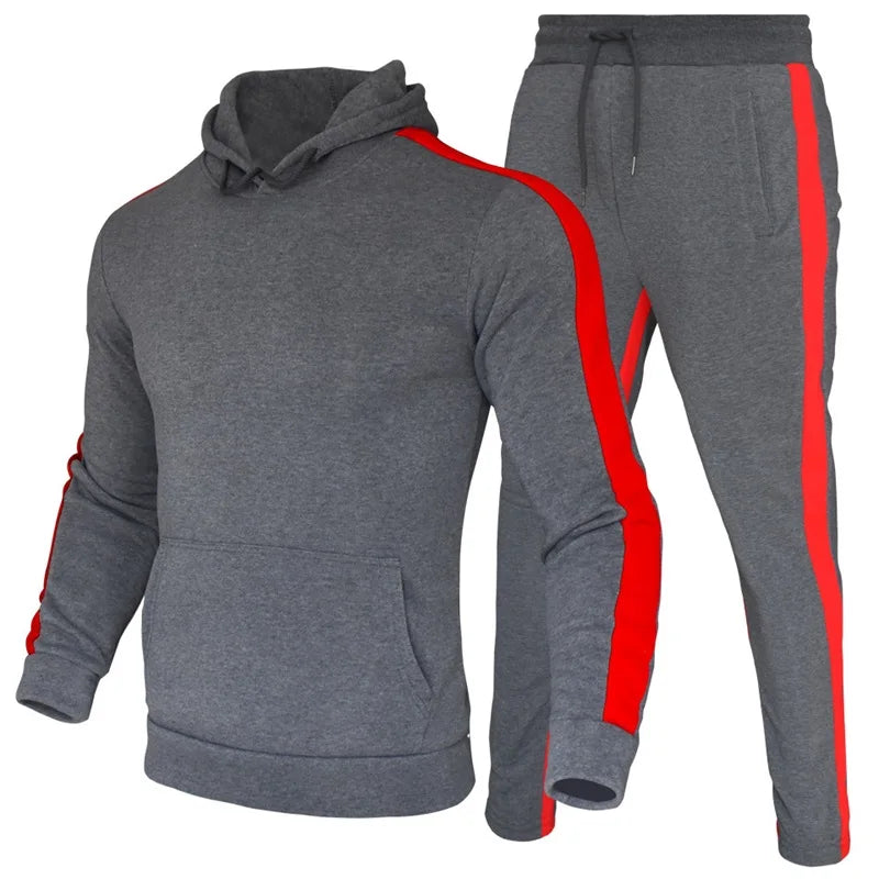 Men's 2 Piece Tracksuit Color Block Sweatsuit Stripes Casual Winter Long Sleeve Warm Moisture Wicking Breathable Sportswear Suit