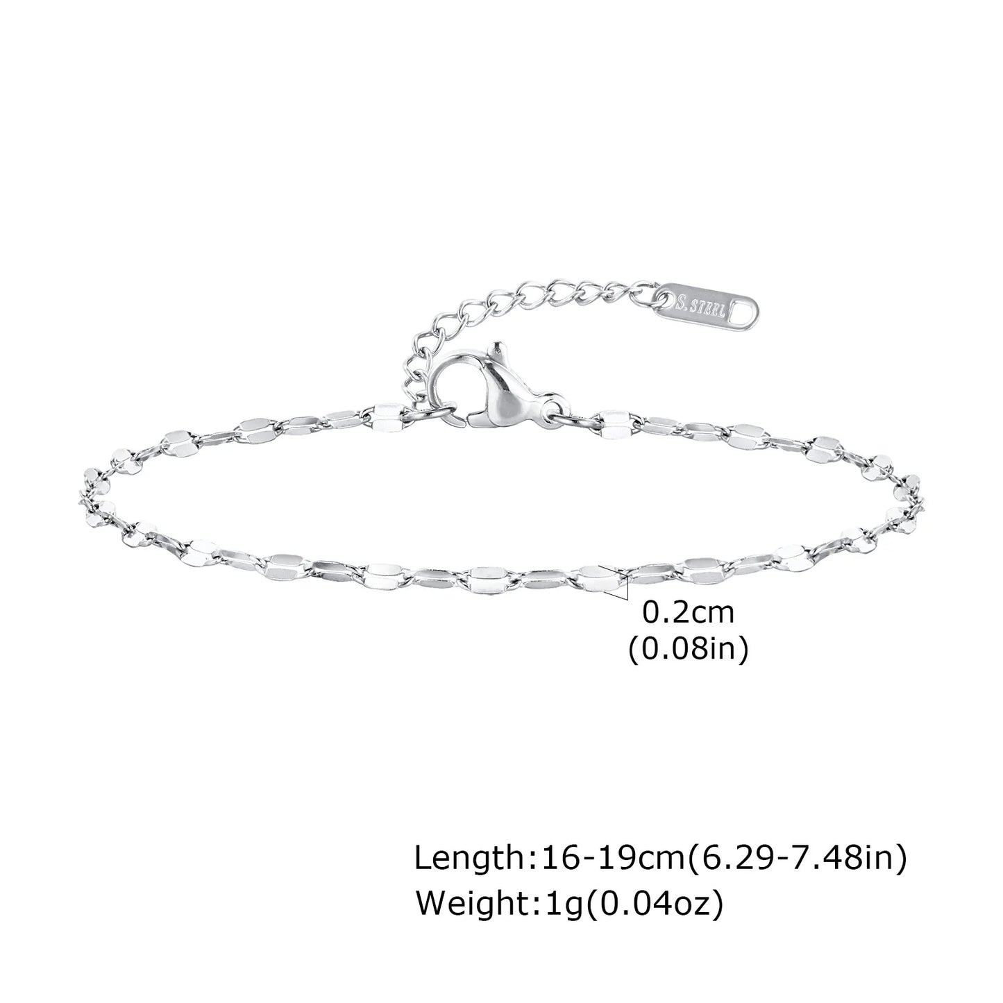 Women Chain Bracelet Silver Color, Stainless Steel Link Stackable Bracelets, Layered Fashion Accessories Gifts