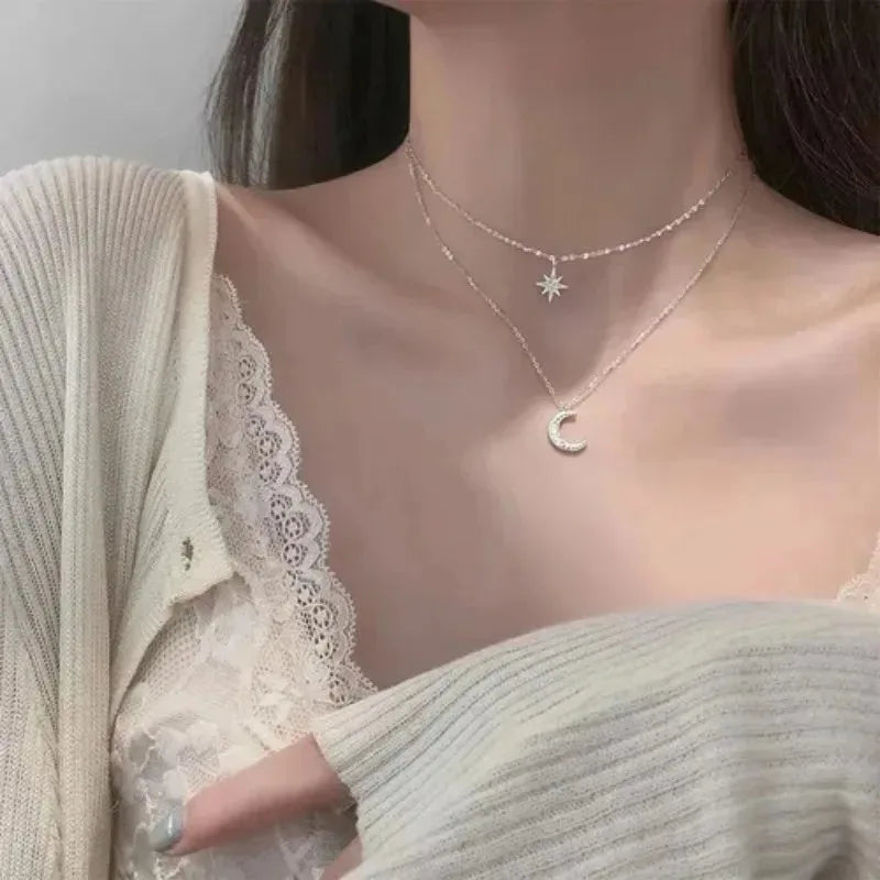 2025 New Women's Pearl Necklace Kpop Gold Color Beads Pendant Necklaces Goth Double Layer Chain Choker for Women Fashion Jewelry