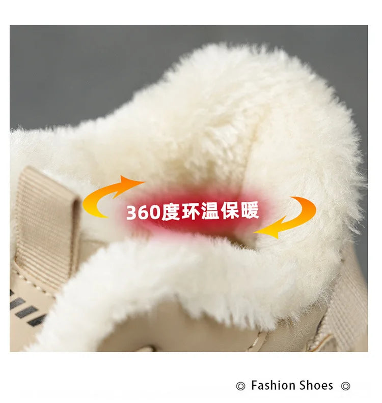 Winter New Women High Top Snow Boots Warm Plush Woman Comfortable Sneakers Waterproof Cottom Shoes Fashion Female Footwear 2025