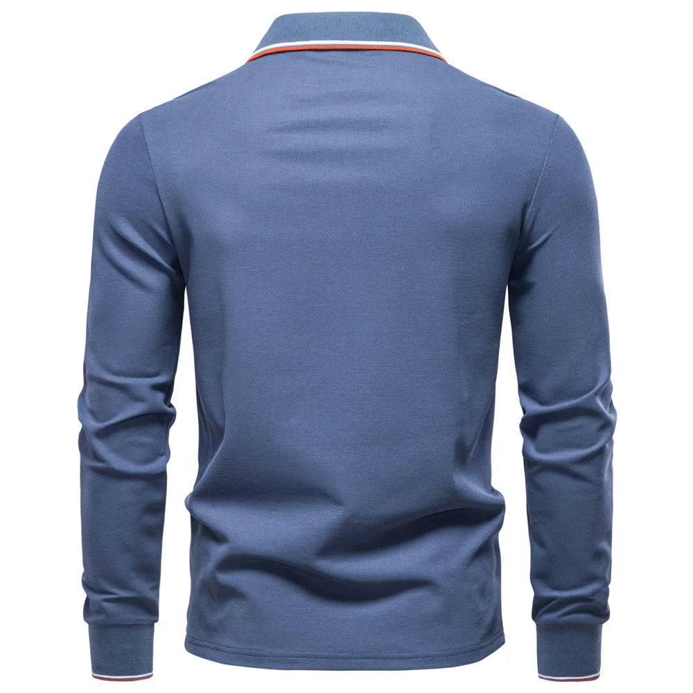 2025 New Men's Polo Shirts for Men Cotton Solid Color Long Sleeve Lapel Polo Desinger High Quality Male T-Shirt Dropshipping