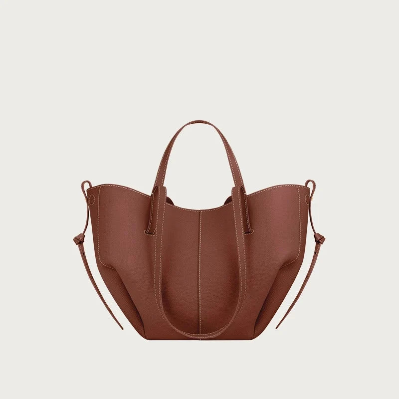 Women's large capacity leather hand-held wing bag, pleated underarm tote bag, casual and fashionable one shoulder underarm bag