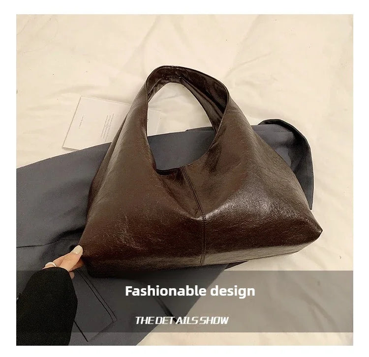 Large Capacity PU Leather Hobo Underarm Bags Autumn Winter Shoulder Bag for Women 2025 New Trend Y2K Handbags and Purses Tote
