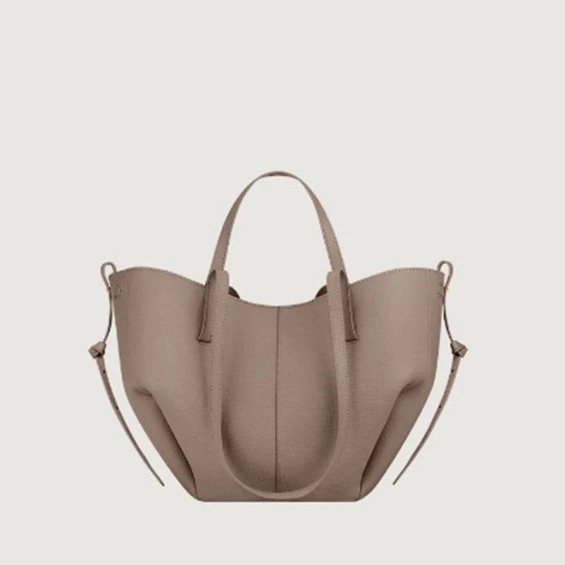 Women's large capacity leather hand-held wing bag, pleated underarm tote bag, casual and fashionable one shoulder underarm bag