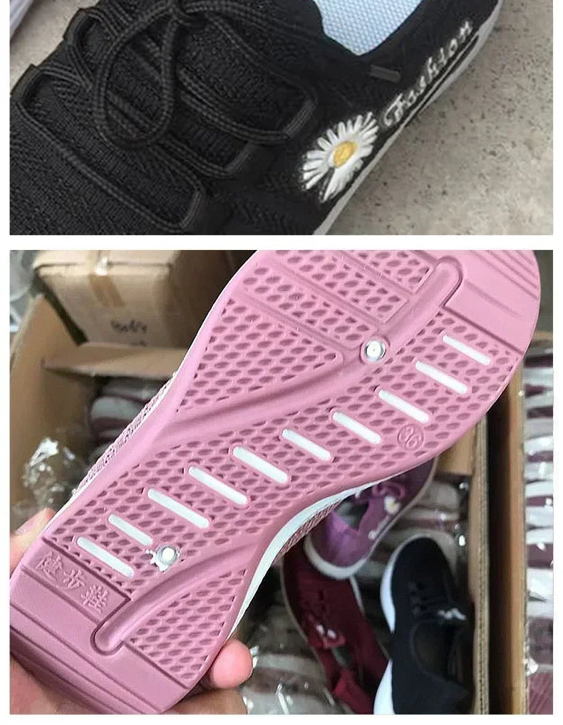 Fashionable Sports Shoes for Women, Thick and Breathable Soft Soled Mesh, Lightweight Casual Shoes, Trendy Coconut Shoes