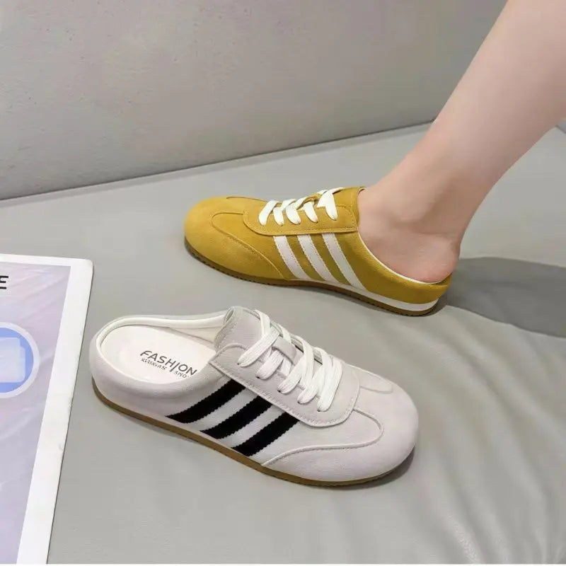 Baotou semi-slippers women's summer wear 2025 new super hot heelless flat German training shoes lazy one-foot women's shoes
