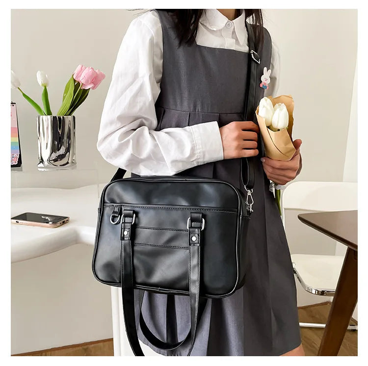 Japanese Style JK Bag Women High School Student Uniform Bag PU Leather Shoulder Bag Women Simple Handbags Crossbody Bags Itabag