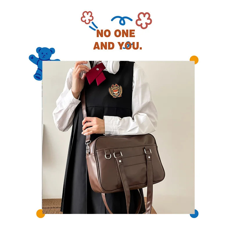 Japanese Style JK Bag Women High School Student Uniform Bag PU Leather Shoulder Bag Women Simple Handbags Crossbody Bags Itabag