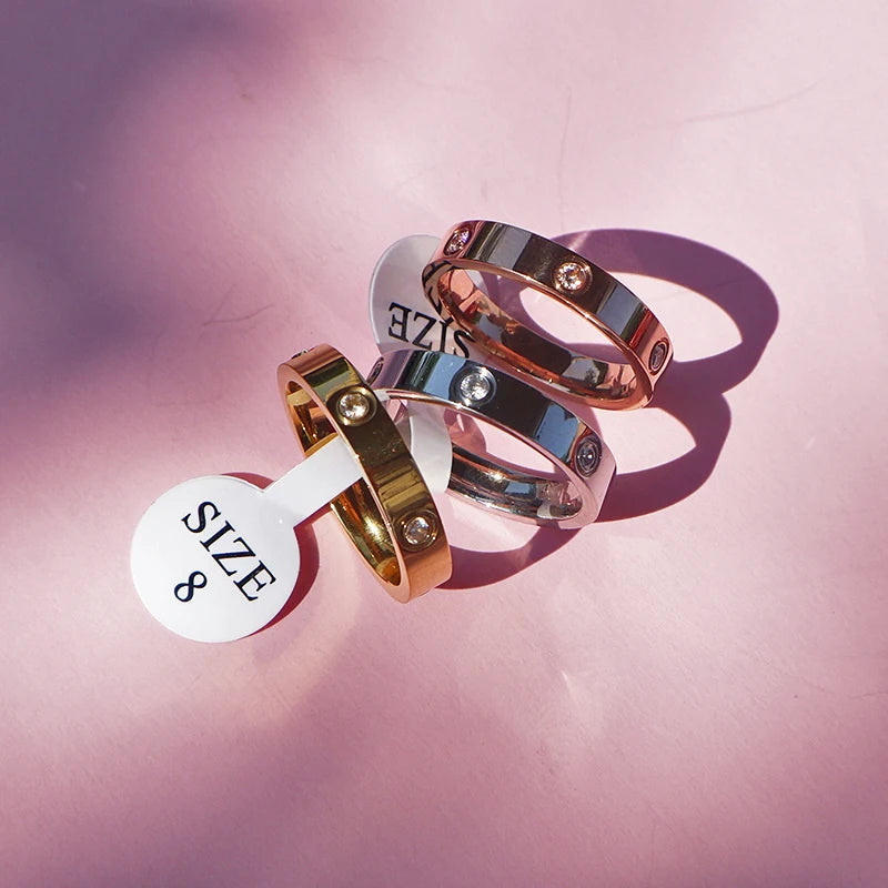 Zircon Stainless steel ring for man crystal rings for woman 2025 new trend Luxury Jewelry