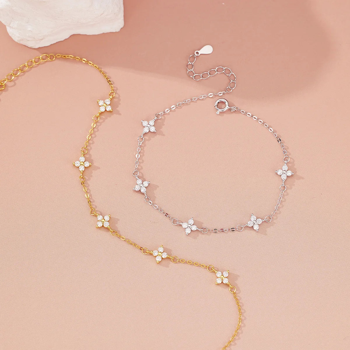 925 Sterling Silver Crystal Flower Bracelet for Women Girls New Personality Korean Chain Fashion Jewelry Accessories Party Gifts