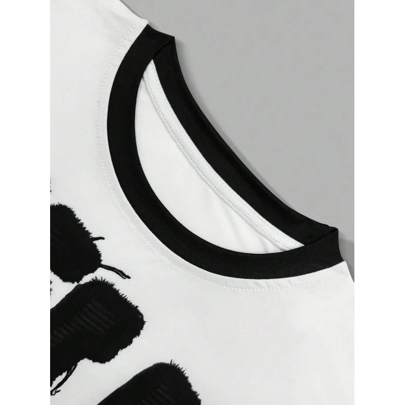 Male Clothes Man Funny T Shirt Crop Top Y2k Korean Tops Summer T-shirt Men Overfit Short Sleeve Luxury Brand T-shirt Street Wear