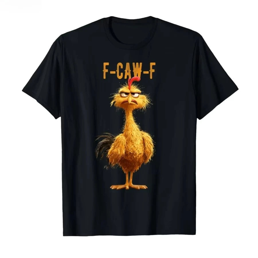 Funny F Caw F Chicken FCAWF Chicken T-Shirt Men Funny 100% Cotton Tee Shirt Crew Neck Short Sleeve T Shirts Gift Idea Clothes