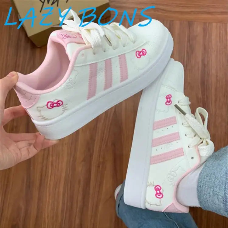 Hello Kitty Board Shoes Summer Sweet Women Sports Shoes Anime Sanrios Cartoon Kt Leisure Cute Girls Student Thick Soled Shoes