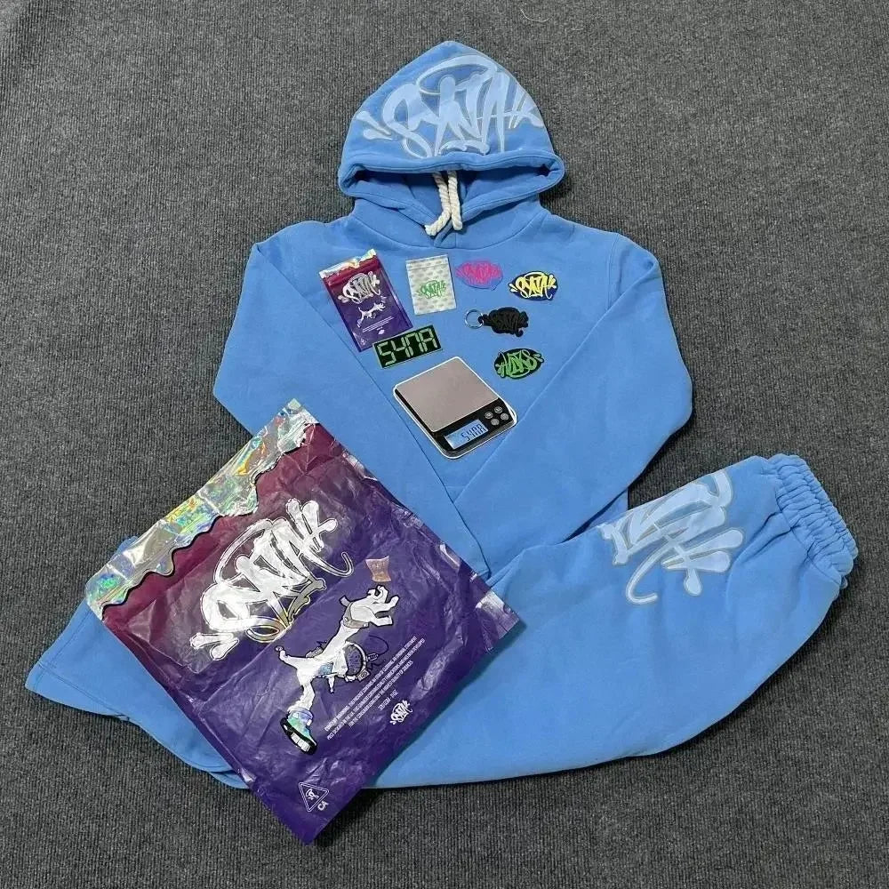 Sy-World Casual Streetwear Sportswear Hoodie Sweatshirt Men's Women's Hip Hop Style Winter Cotton Long Pants Set