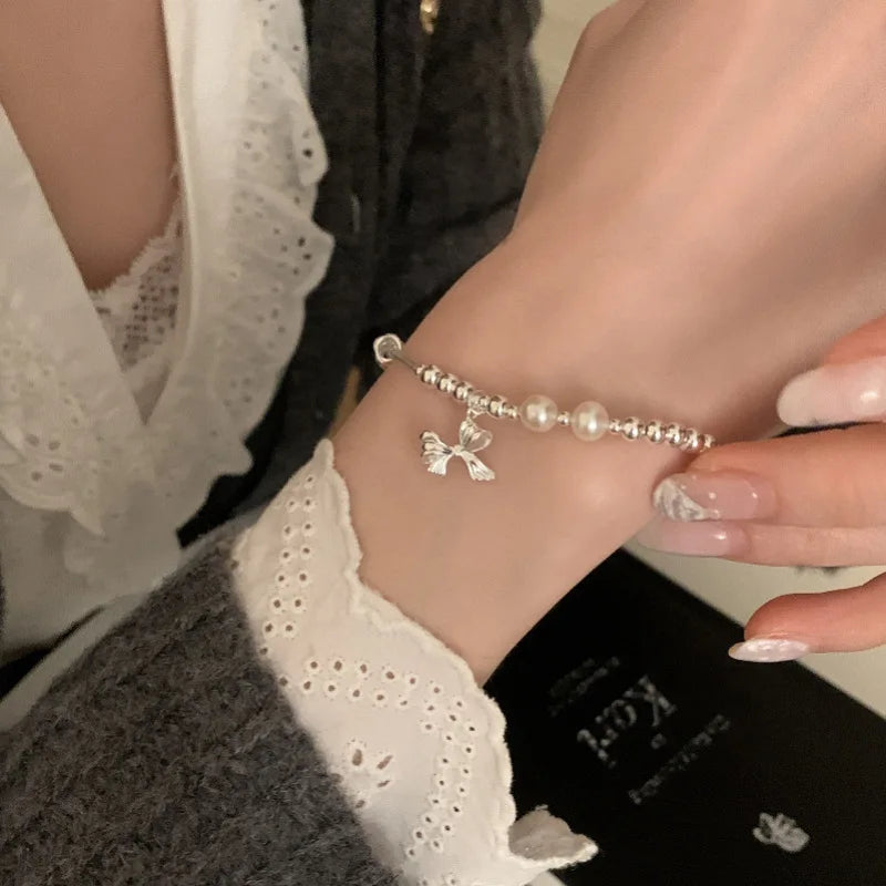 VENTFILLE 925 Sterling Silver Zircon Love Heart Bracelet For Women Bowknot Stars Bead Snake Bone Chain Jewelry Gift Dropship