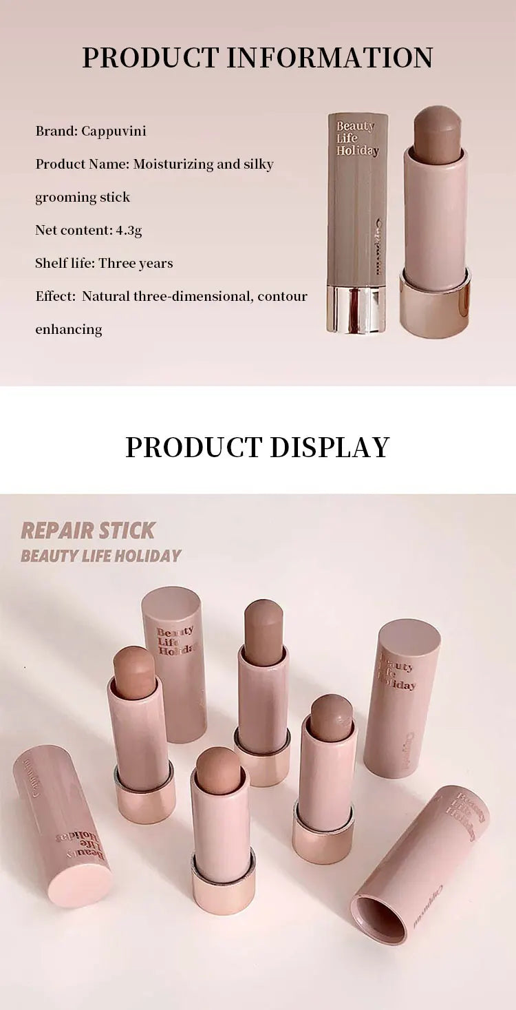 Cappuvini Moisturizing Silky Three-dimensional Contour Stick Natural Matte Single Color Suitable For Nose Shadow Makeup Contour